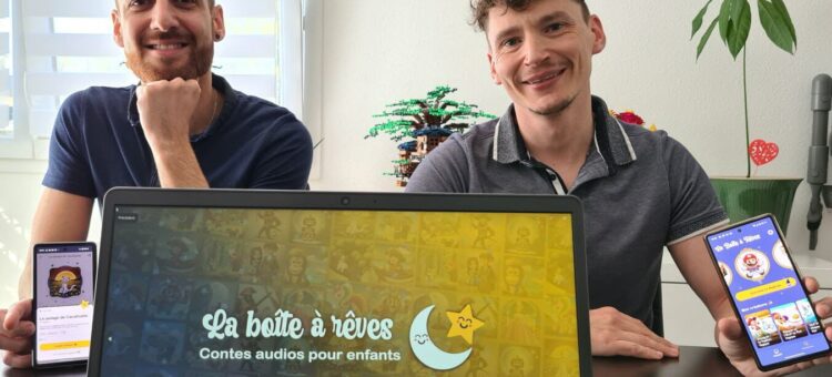 jonathan fontaine et cyril klingler createurs de l'application la boite a reves avec des histoires pour enfants a lire ou a ecouter