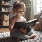 Un enfant lit une bible pour enfant