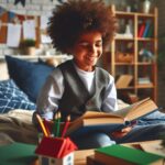 Un enfant est heureux en lisant un conte