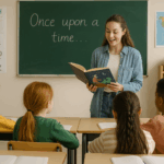 Une maîtresse lit une histoire aux enfants